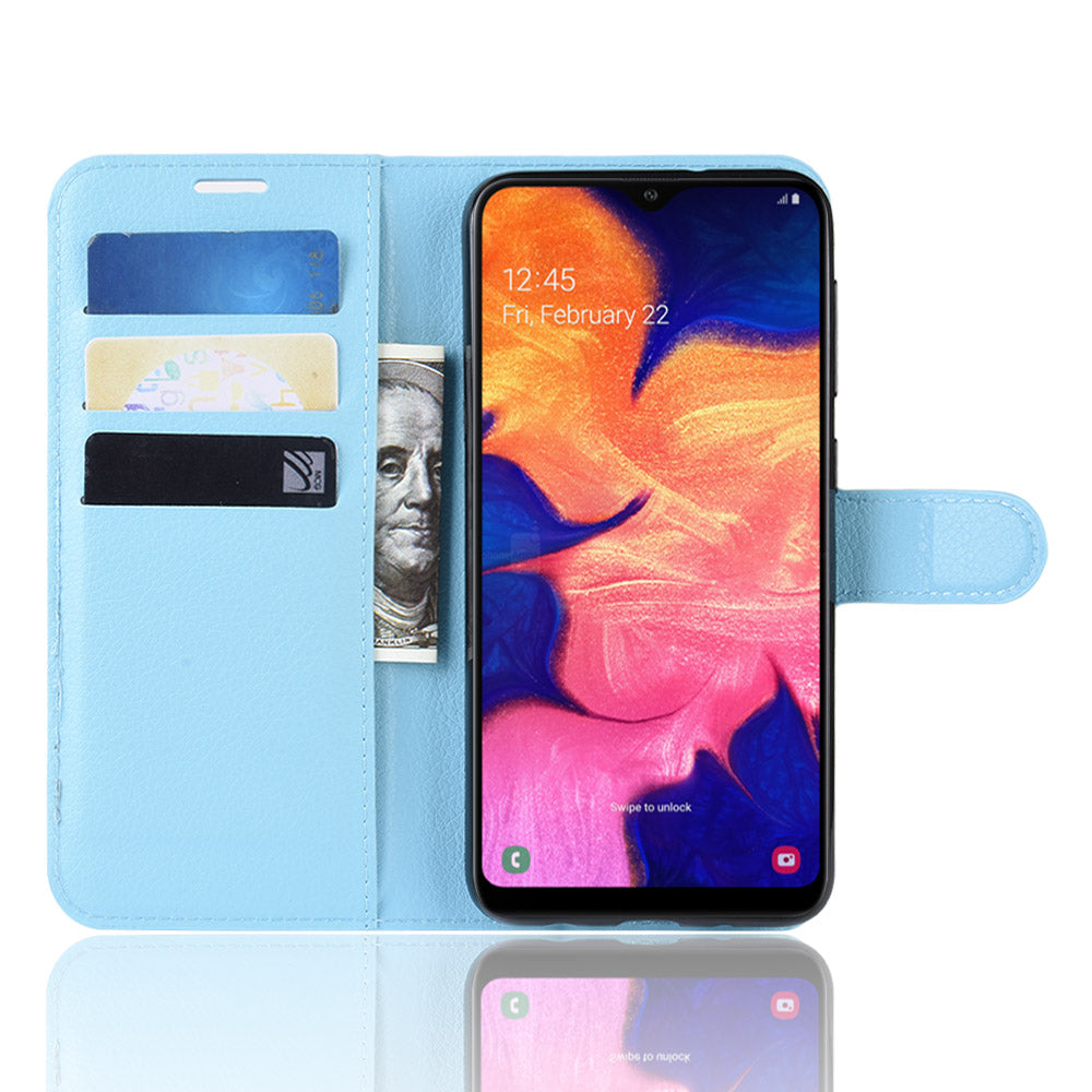 Litchi Skin PU Leather Wallet Mobile Phone Case for Samsung Galaxy A10