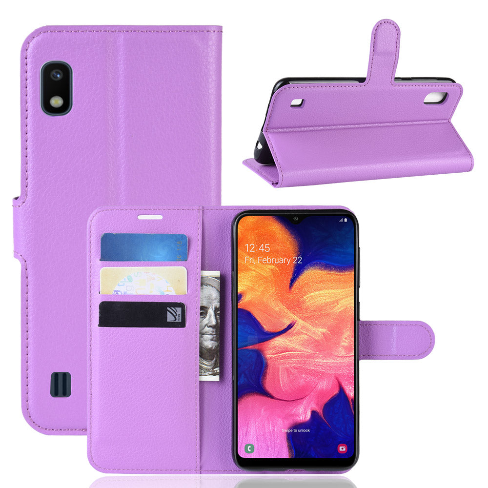 Litchi Skin PU Leather Wallet Mobile Phone Case for Samsung Galaxy A10
