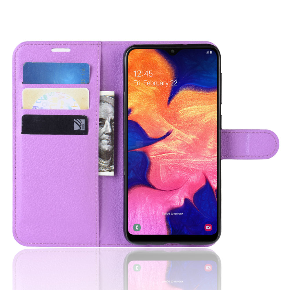 Litchi Skin PU Leather Wallet Mobile Phone Case for Samsung Galaxy A10