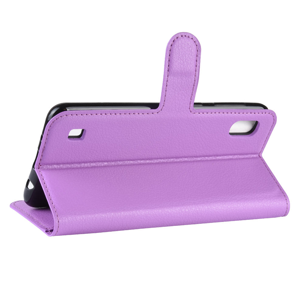 Litchi Skin PU Leather Wallet Mobile Phone Case for Samsung Galaxy A10