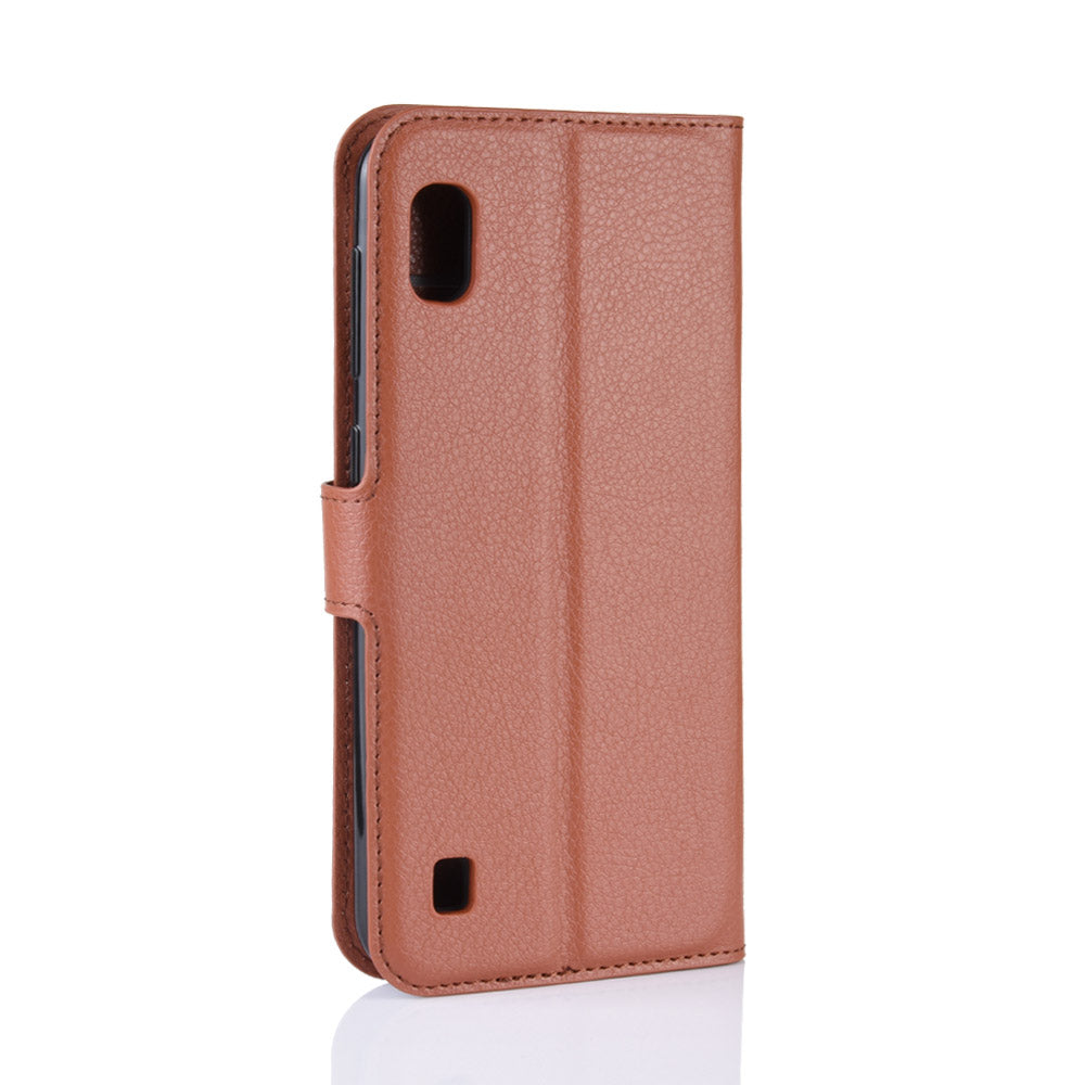 Litchi Skin PU Leather Wallet Mobile Phone Case for Samsung Galaxy A10