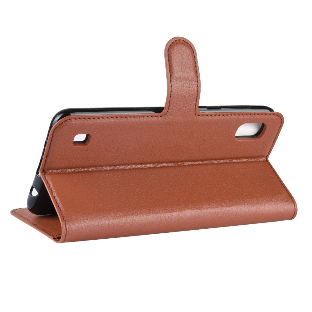 Litchi Skin PU Leather Wallet Mobile Phone Case for Samsung Galaxy A10