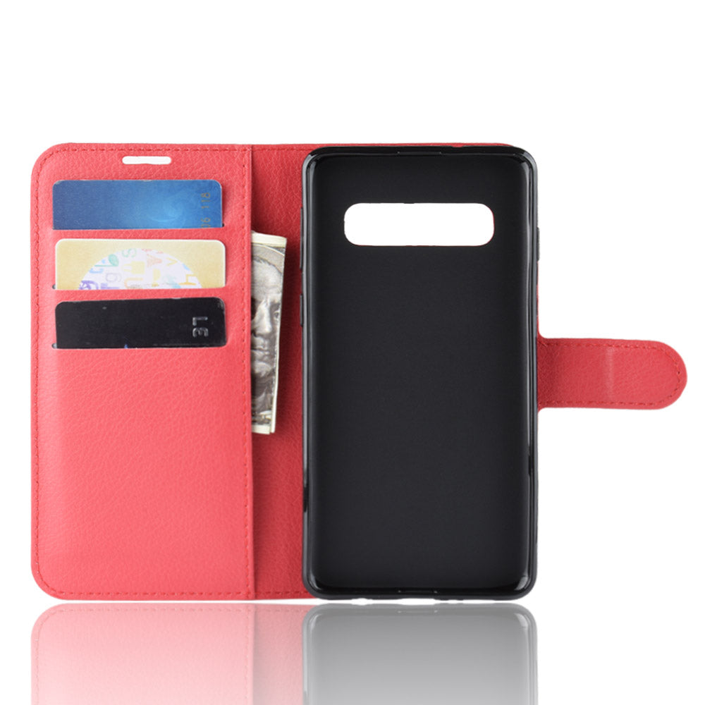 For Samsung Galaxy S10 5G Litchi Skin PU Leather Wallet Cell Phone Cover