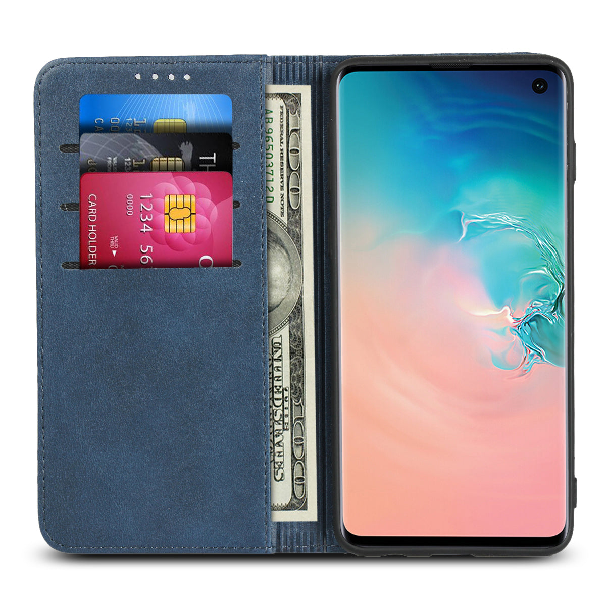 Auto-absorbed Leather Wallet Stand Case for Samsung Galaxy S10