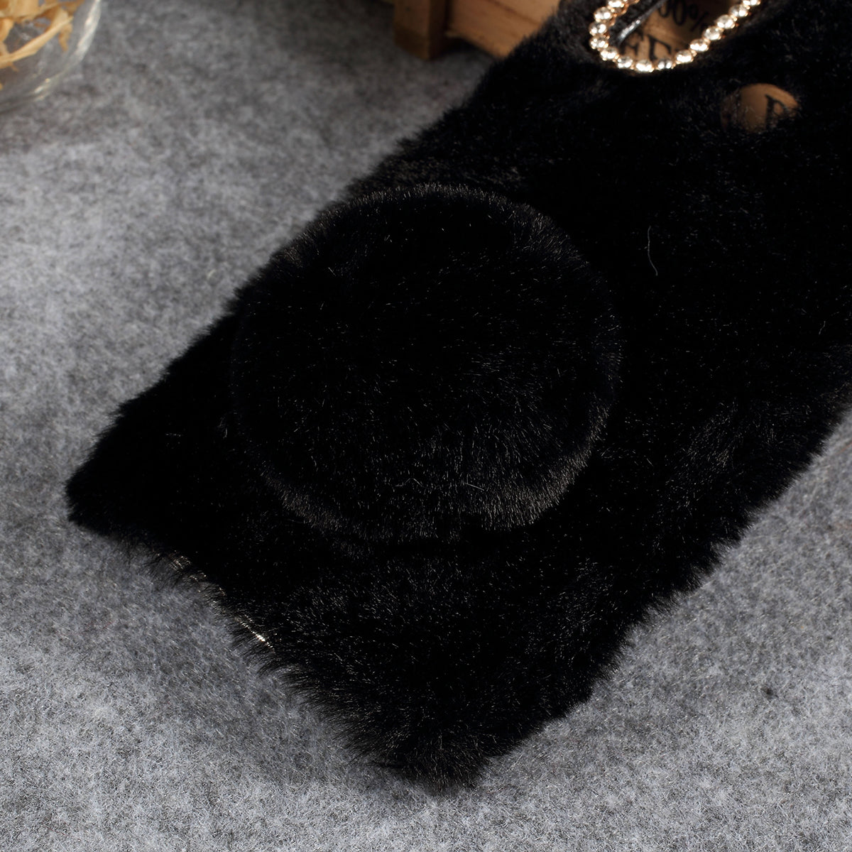Rabbit Shape Fluffy Fur Coated Rhinestone TPU Cover for Samsung Galaxy A30/A20