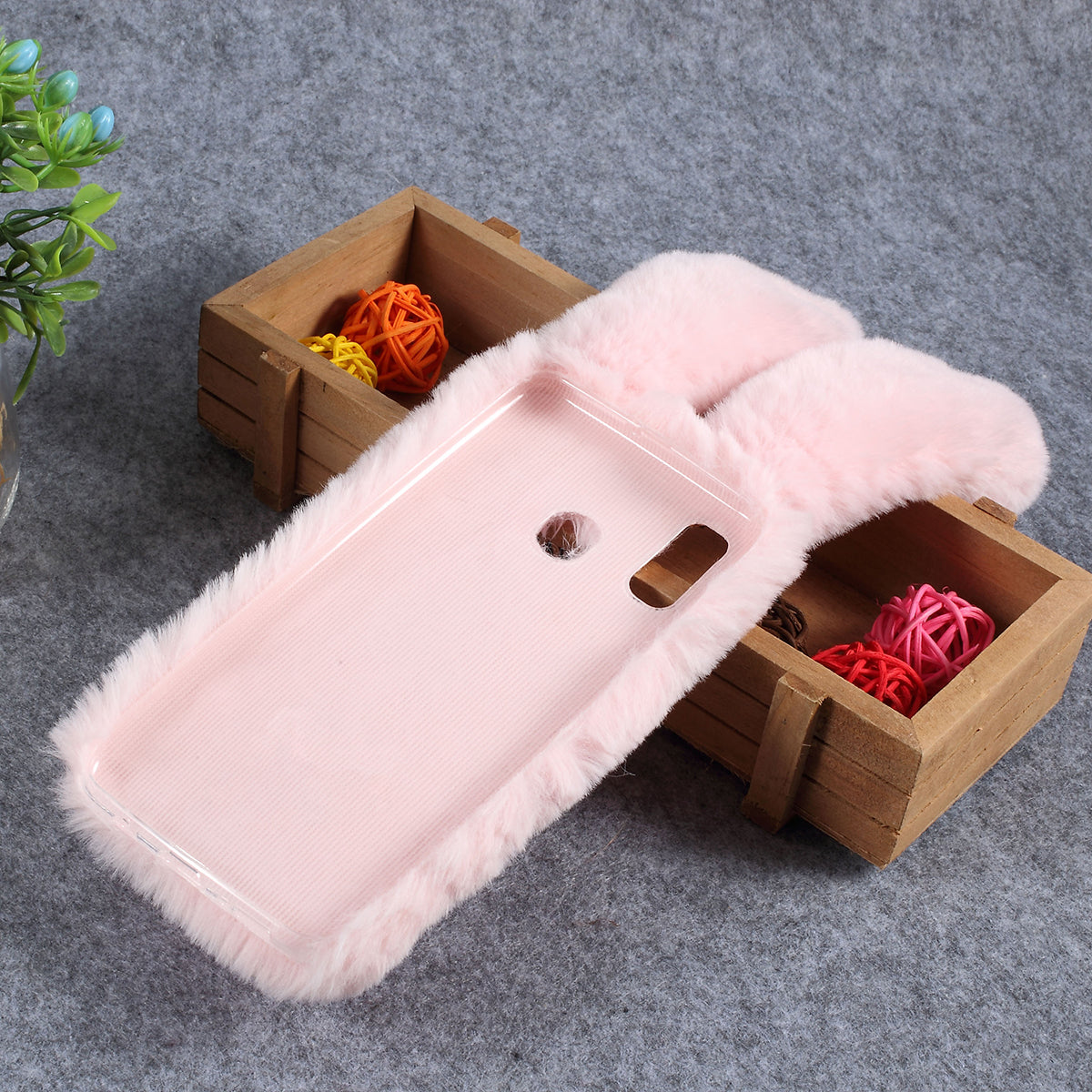 Rabbit Shape Fluffy Fur Coated Rhinestone TPU Cover for Samsung Galaxy A30/A20