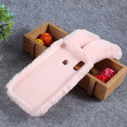 Rabbit Shape Fluffy Fur Coated Rhinestone TPU Cover for Samsung Galaxy A30/A20