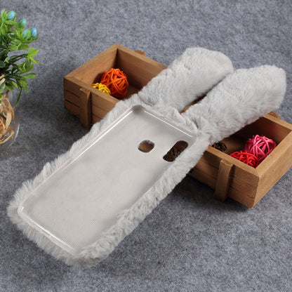 Rabbit Shape Fluffy Fur Coated Rhinestone TPU Cover for Samsung Galaxy A30/A20