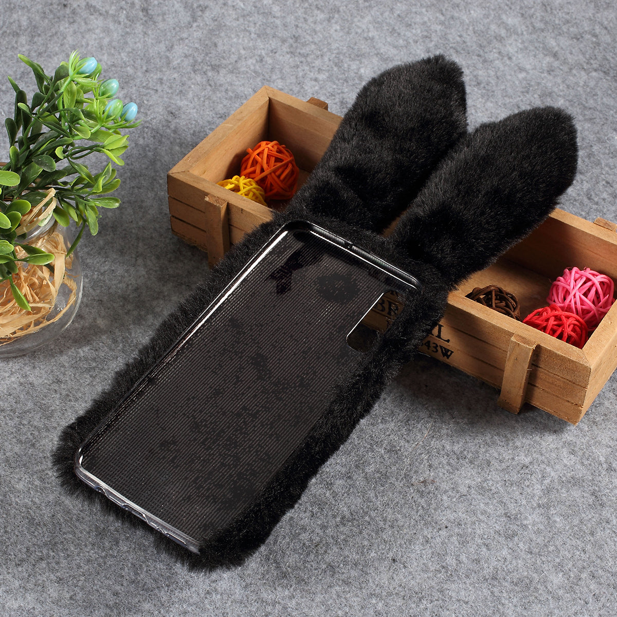 For Samsung Galaxy A50 / A50s / A30s Rabbit Shape Fluffy Fur Coated Rhinestone TPU Mobile Shell