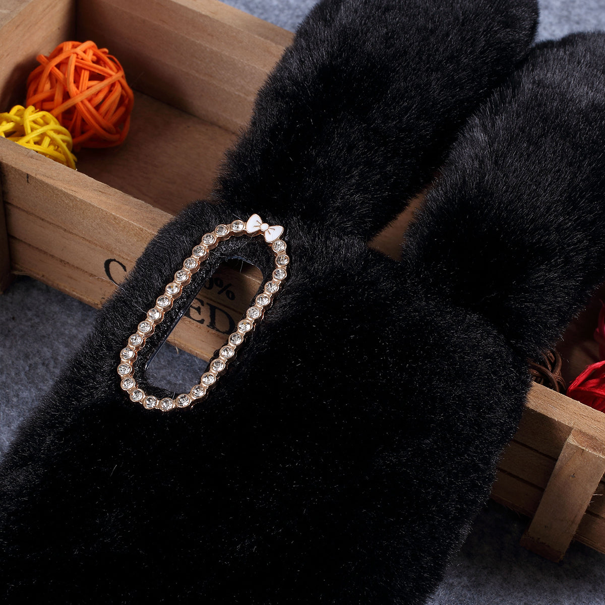 For Samsung Galaxy A50 / A50s / A30s Rabbit Shape Fluffy Fur Coated Rhinestone TPU Mobile Shell