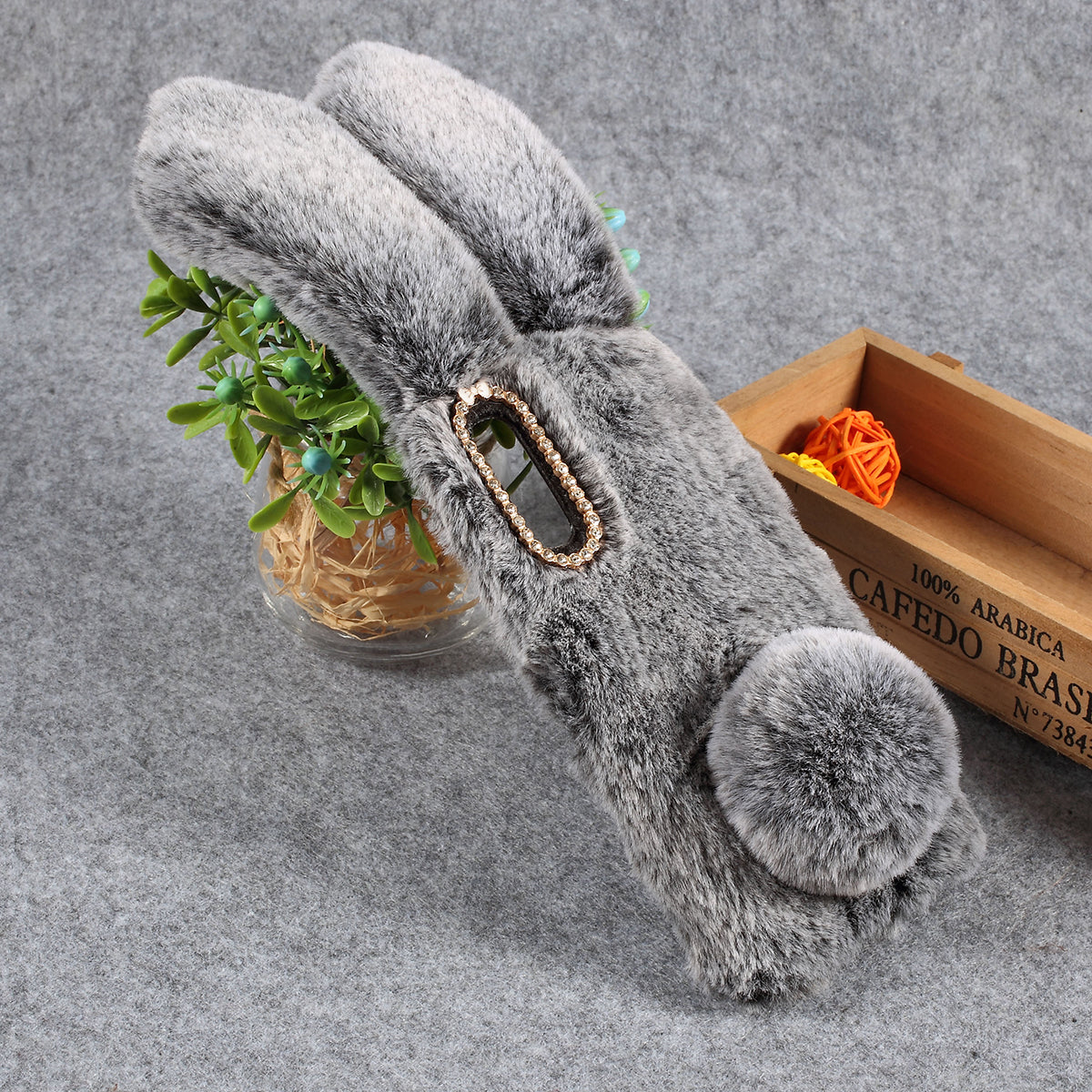 For Samsung Galaxy A50 / A50s / A30s Rabbit Shape Fluffy Fur Coated Rhinestone TPU Mobile Shell