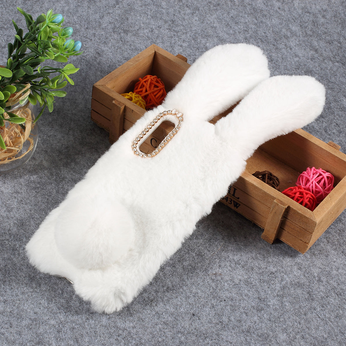 For Samsung Galaxy A50 / A50s / A30s Rabbit Shape Fluffy Fur Coated Rhinestone TPU Mobile Shell