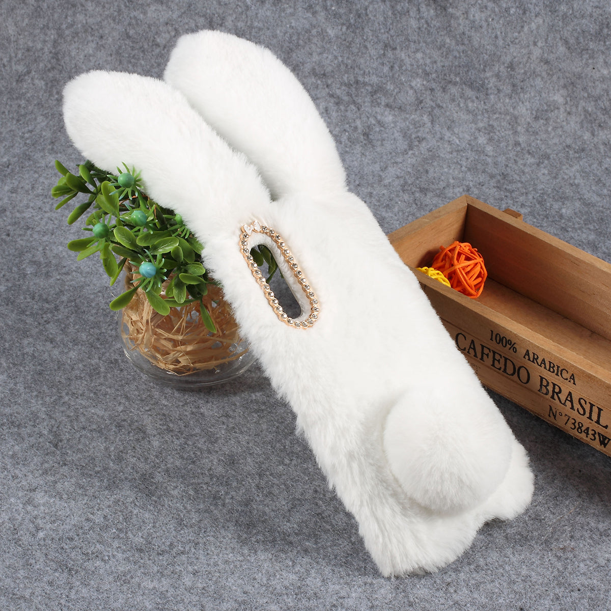 For Samsung Galaxy A50 / A50s / A30s Rabbit Shape Fluffy Fur Coated Rhinestone TPU Mobile Shell