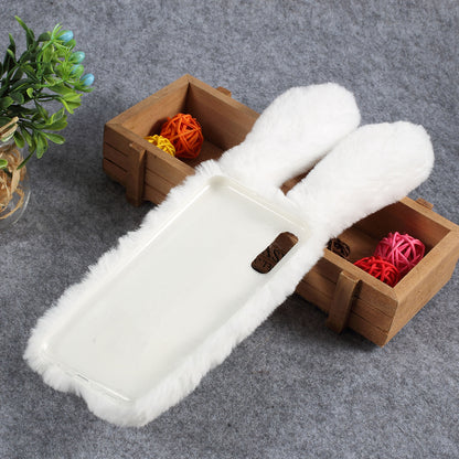 For Samsung Galaxy A50 / A50s / A30s Rabbit Shape Fluffy Fur Coated Rhinestone TPU Mobile Shell