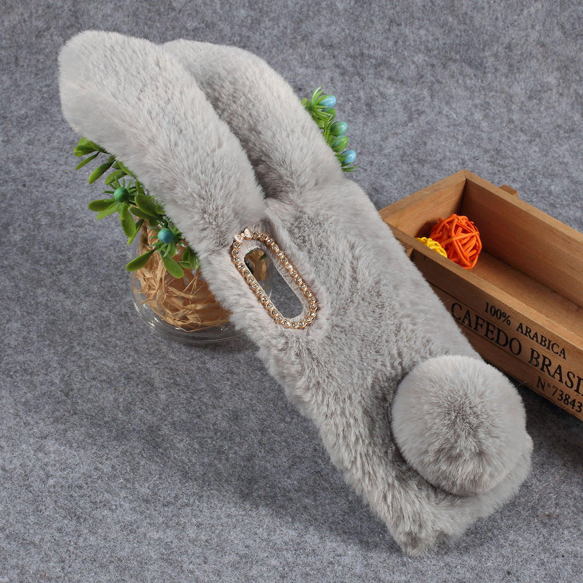 For Samsung Galaxy A50 / A50s / A30s Rabbit Shape Fluffy Fur Coated Rhinestone TPU Mobile Shell