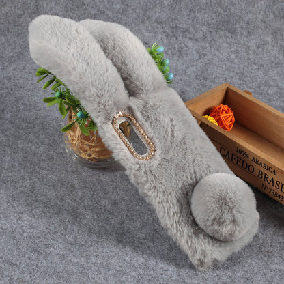 For Samsung Galaxy A50 / A50s / A30s Rabbit Shape Fluffy Fur Coated Rhinestone TPU Mobile Shell