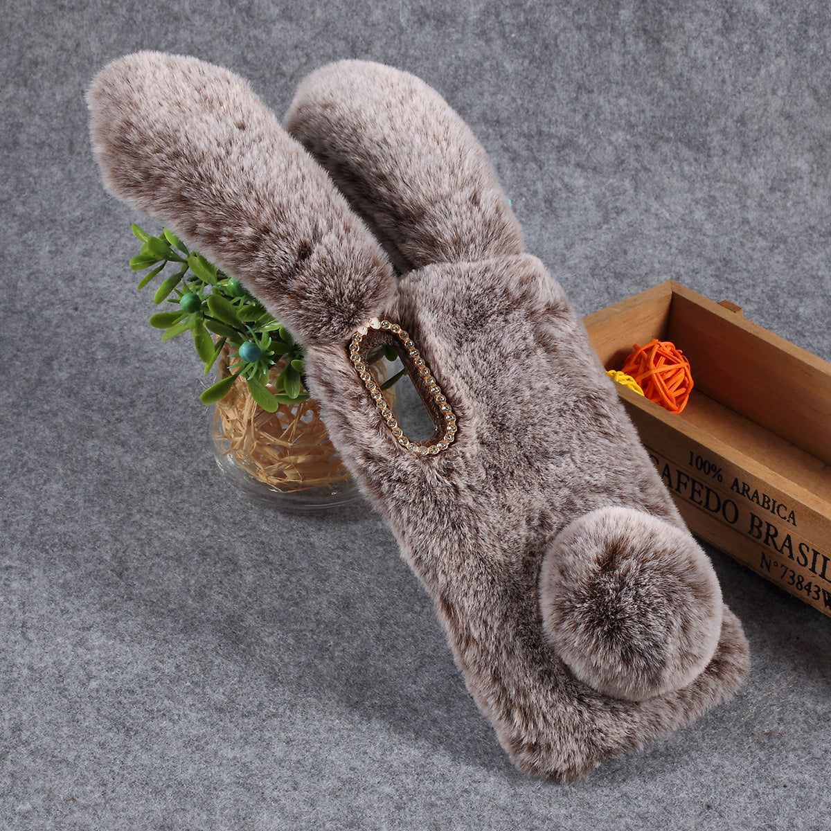 For Samsung Galaxy A50 / A50s / A30s Rabbit Shape Fluffy Fur Coated Rhinestone TPU Mobile Shell