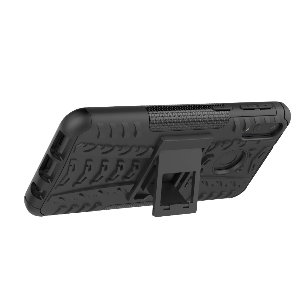 2-in-1 Tyre Pattern PC + TPU Hybrid Mobile Phone Case with Kickstand for Samsung Galaxy M20