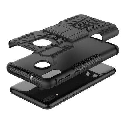 2-in-1 Tyre Pattern PC + TPU Hybrid Mobile Phone Case with Kickstand for Samsung Galaxy M20