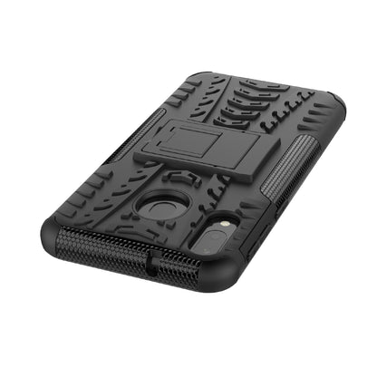 2-in-1 Tyre Pattern PC + TPU Hybrid Mobile Phone Case with Kickstand for Samsung Galaxy M20