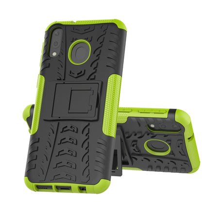 2-in-1 Tyre Pattern PC + TPU Hybrid Mobile Phone Case with Kickstand for Samsung Galaxy M20