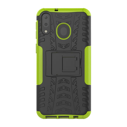 2-in-1 Tyre Pattern PC + TPU Hybrid Mobile Phone Case with Kickstand for Samsung Galaxy M20