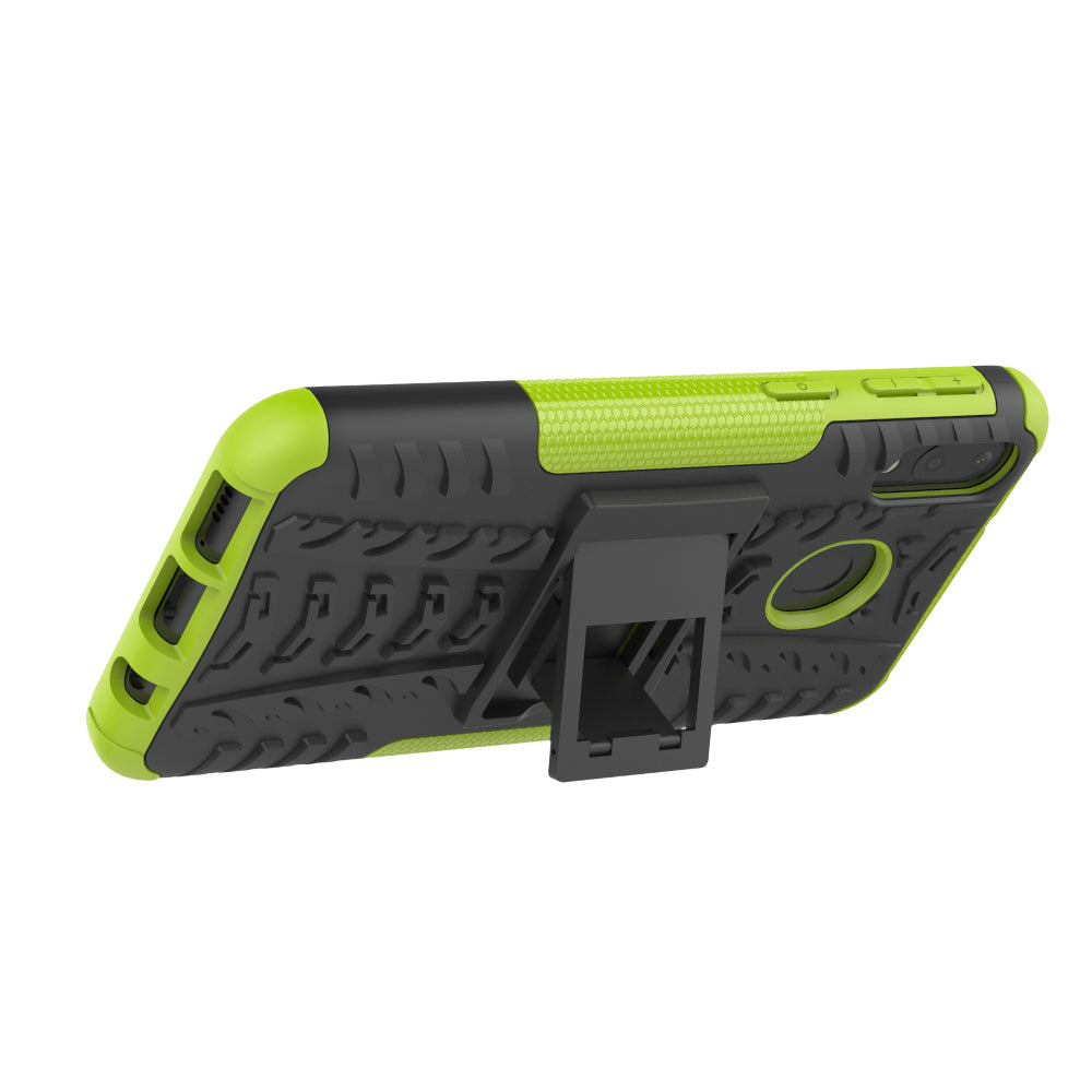 2-in-1 Tyre Pattern PC + TPU Hybrid Mobile Phone Case with Kickstand for Samsung Galaxy M20