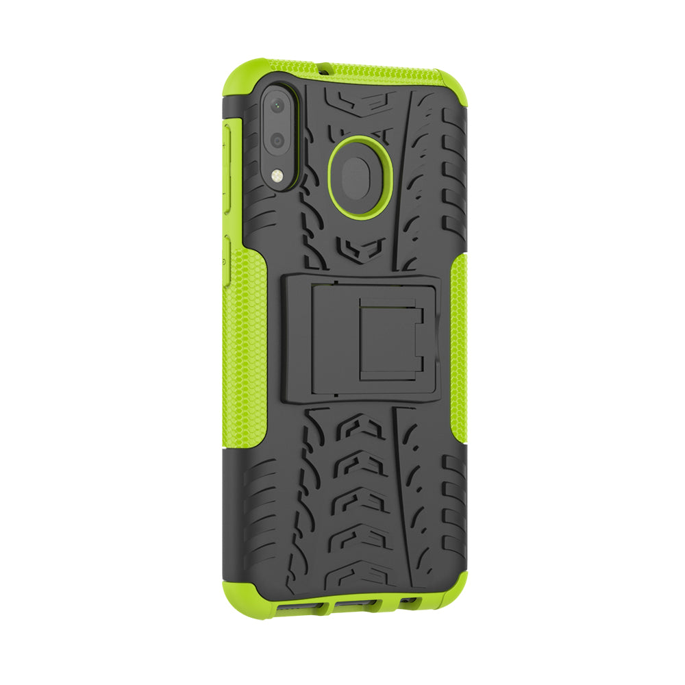 2-in-1 Tyre Pattern PC + TPU Hybrid Mobile Phone Case with Kickstand for Samsung Galaxy M20