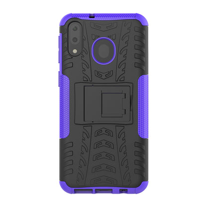 2-in-1 Tyre Pattern PC + TPU Hybrid Mobile Phone Case with Kickstand for Samsung Galaxy M20