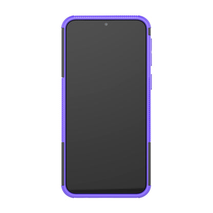 2-in-1 Tyre Pattern PC + TPU Hybrid Mobile Phone Case with Kickstand for Samsung Galaxy M20