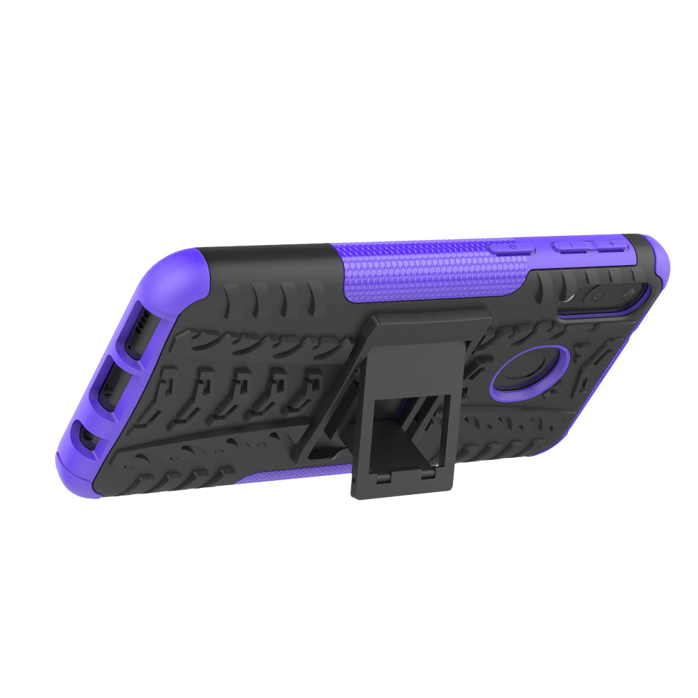 2-in-1 Tyre Pattern PC + TPU Hybrid Mobile Phone Case with Kickstand for Samsung Galaxy M20