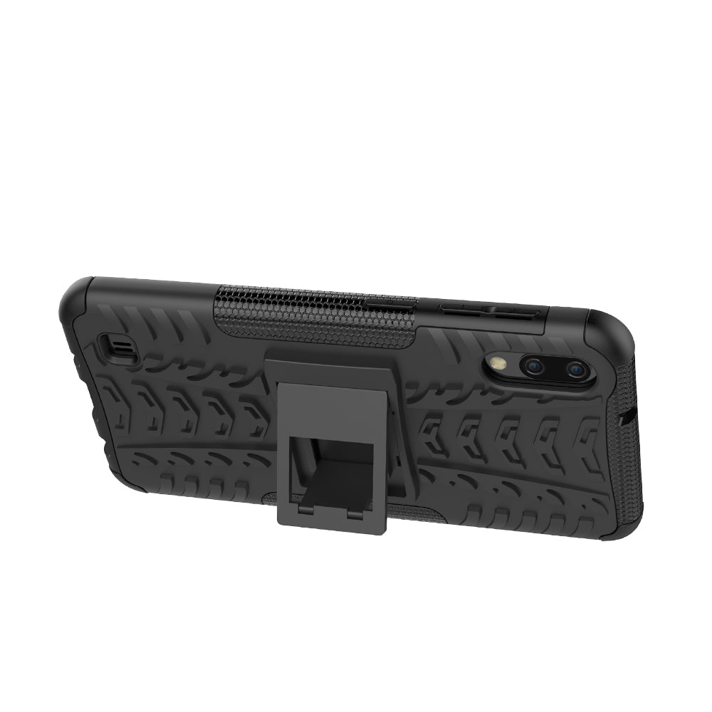 2-in-1 Tyre Pattern PC + TPU Hybrid Mobile Phone Case with Kickstand for Samsung Galaxy M10 / A10