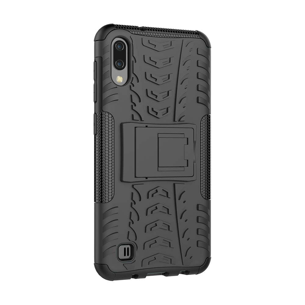 2-in-1 Tyre Pattern PC + TPU Hybrid Mobile Phone Case with Kickstand for Samsung Galaxy M10 / A10