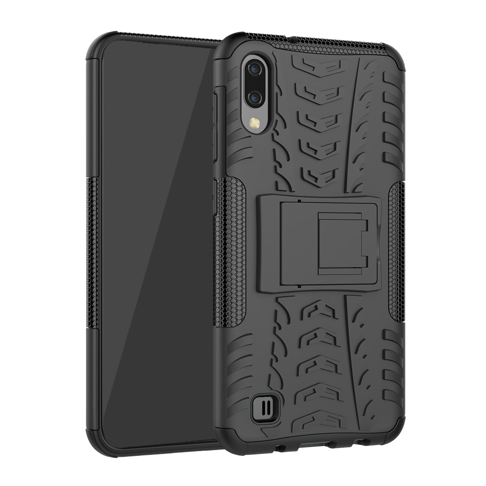 2-in-1 Tyre Pattern PC + TPU Hybrid Mobile Phone Case with Kickstand for Samsung Galaxy M10 / A10