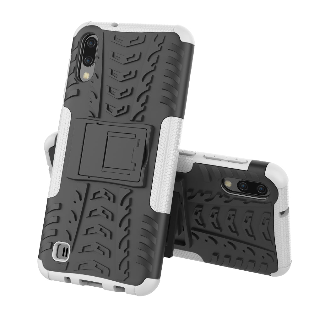 2-in-1 Tyre Pattern PC + TPU Hybrid Mobile Phone Case with Kickstand for Samsung Galaxy M10 / A10