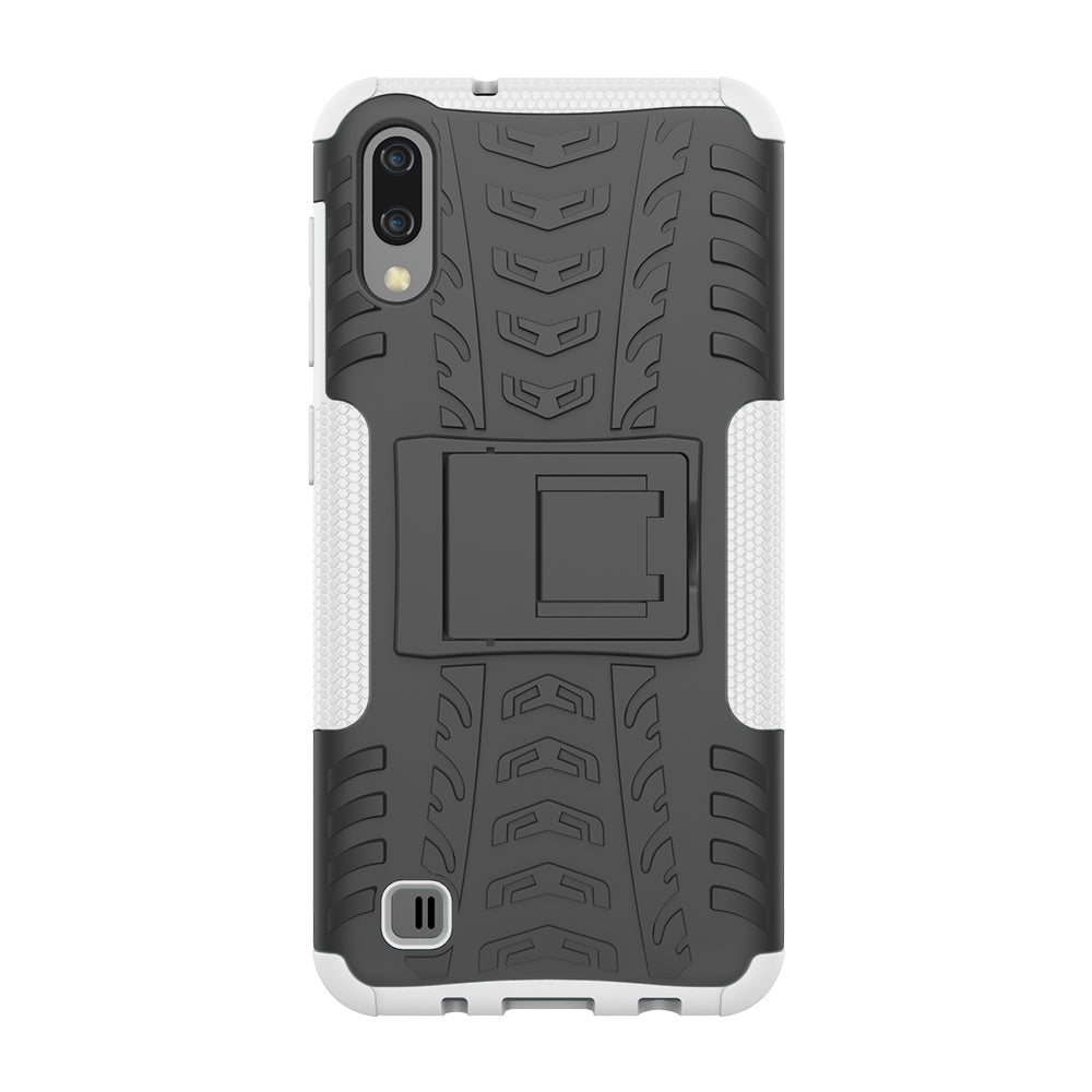 2-in-1 Tyre Pattern PC + TPU Hybrid Mobile Phone Case with Kickstand for Samsung Galaxy M10 / A10