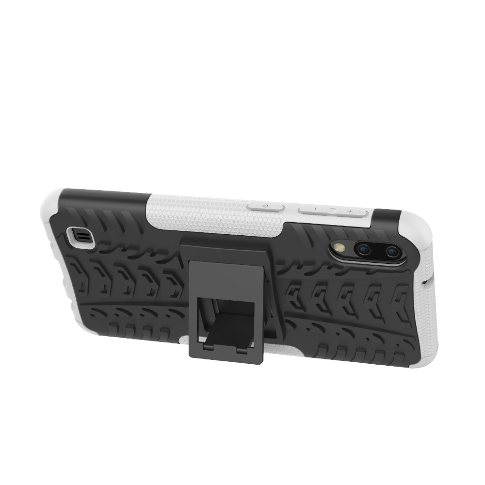 2-in-1 Tyre Pattern PC + TPU Hybrid Mobile Phone Case with Kickstand for Samsung Galaxy M10 / A10