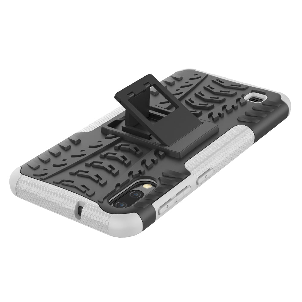2-in-1 Tyre Pattern PC + TPU Hybrid Mobile Phone Case with Kickstand for Samsung Galaxy M10 / A10