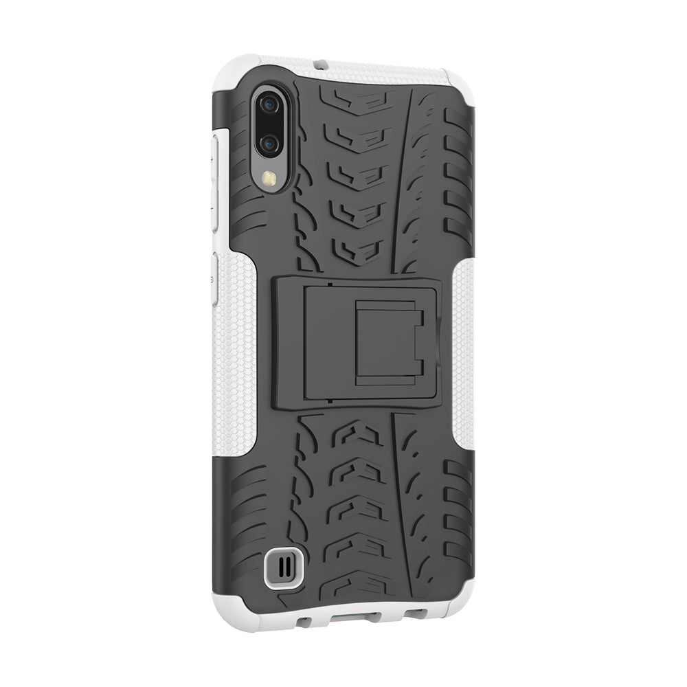 2-in-1 Tyre Pattern PC + TPU Hybrid Mobile Phone Case with Kickstand for Samsung Galaxy M10 / A10