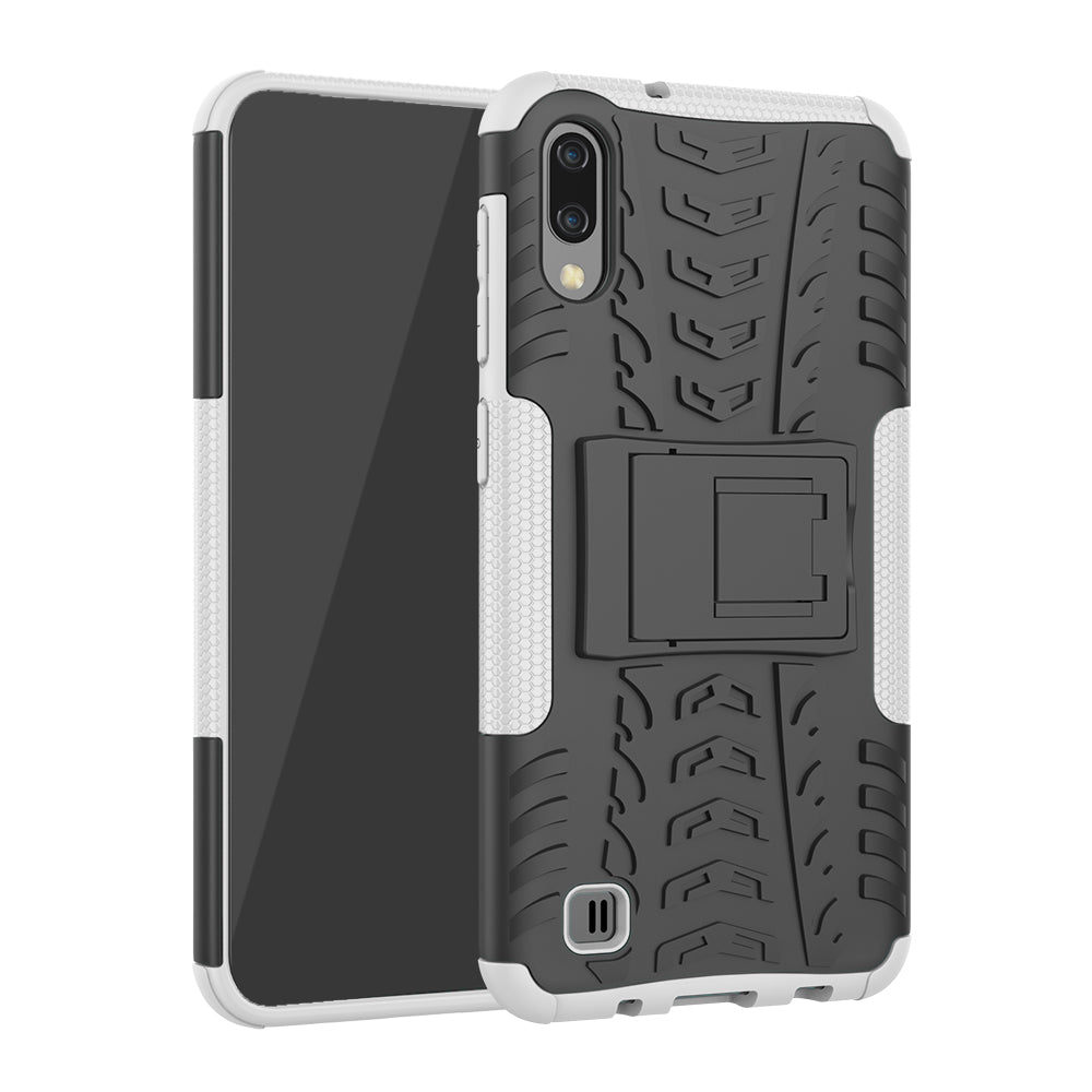 2-in-1 Tyre Pattern PC + TPU Hybrid Mobile Phone Case with Kickstand for Samsung Galaxy M10 / A10