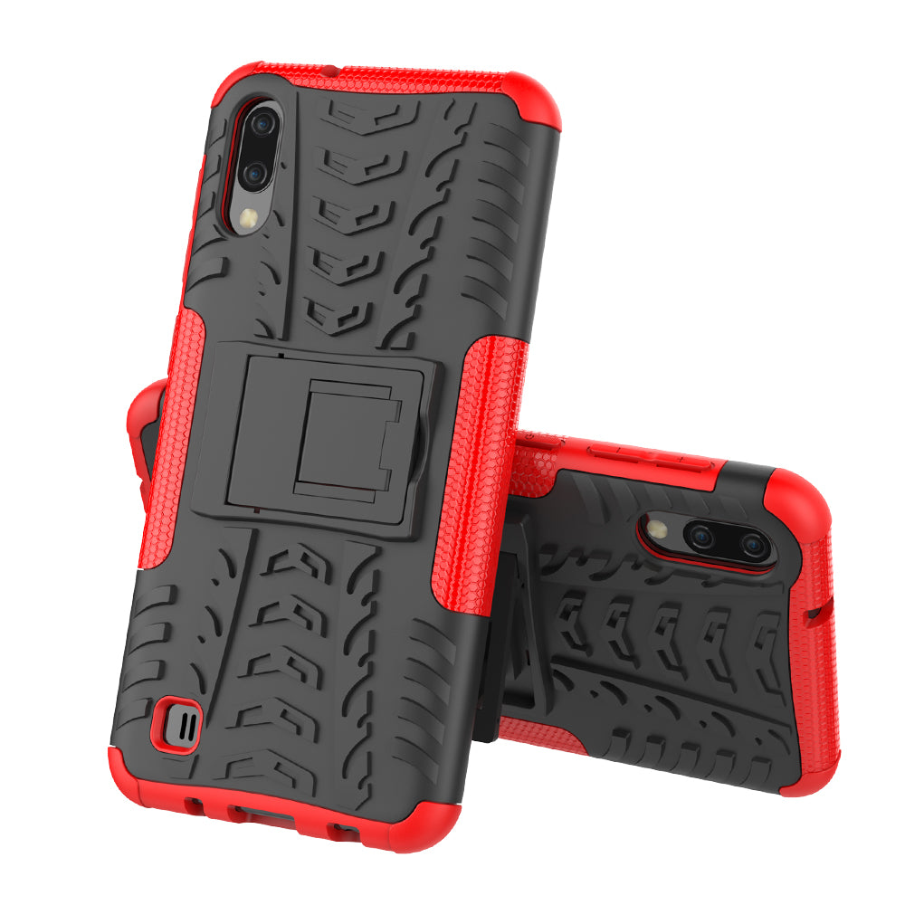 2-in-1 Tyre Pattern PC + TPU Hybrid Mobile Phone Case with Kickstand for Samsung Galaxy M10 / A10