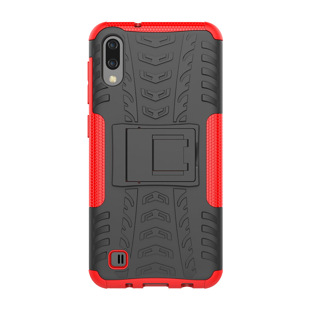 2-in-1 Tyre Pattern PC + TPU Hybrid Mobile Phone Case with Kickstand for Samsung Galaxy M10 / A10