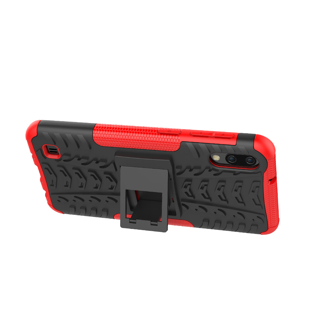 2-in-1 Tyre Pattern PC + TPU Hybrid Mobile Phone Case with Kickstand for Samsung Galaxy M10 / A10