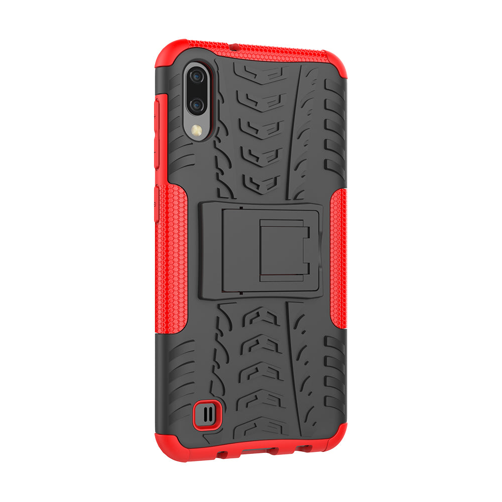 2-in-1 Tyre Pattern PC + TPU Hybrid Mobile Phone Case with Kickstand for Samsung Galaxy M10 / A10