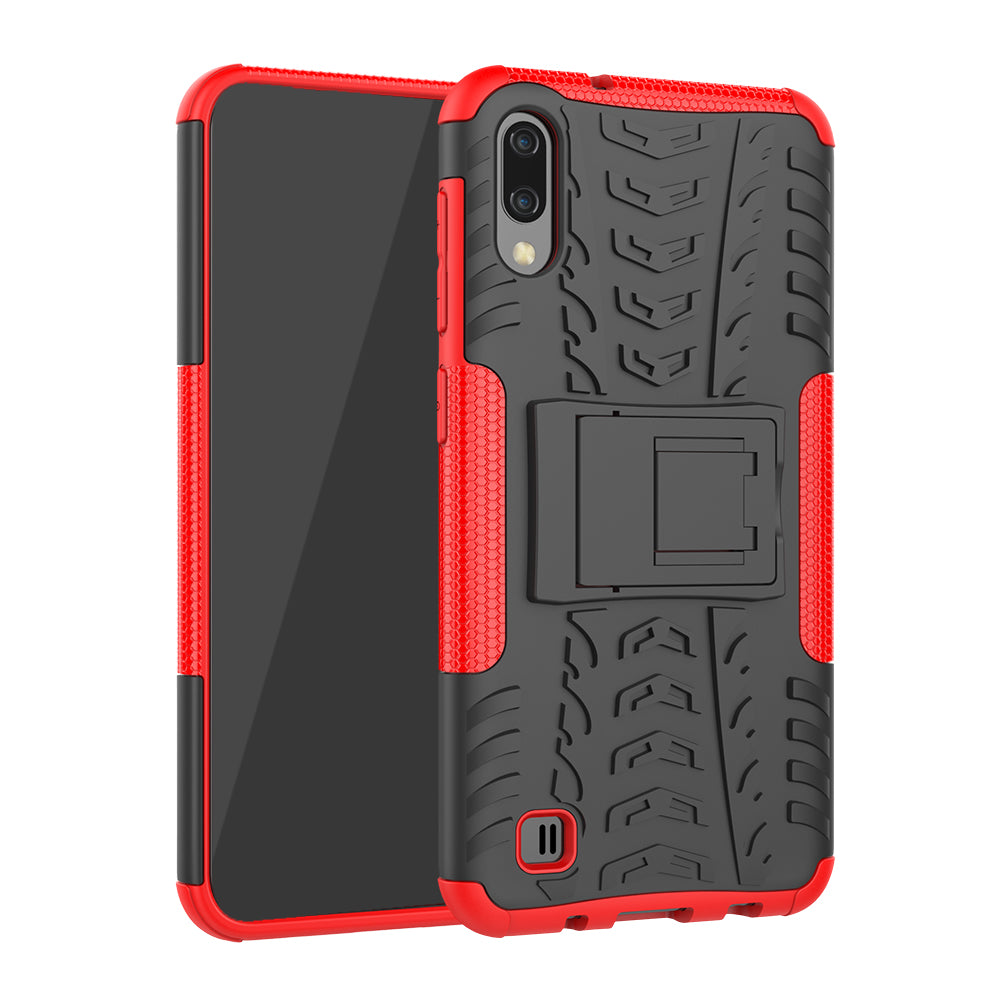 2-in-1 Tyre Pattern PC + TPU Hybrid Mobile Phone Case with Kickstand for Samsung Galaxy M10 / A10