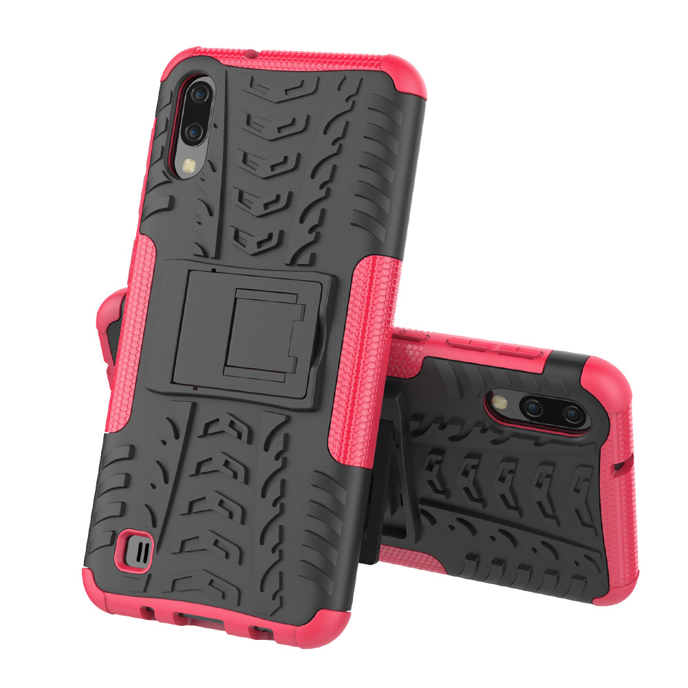 2-in-1 Tyre Pattern PC + TPU Hybrid Mobile Phone Case with Kickstand for Samsung Galaxy M10 / A10
