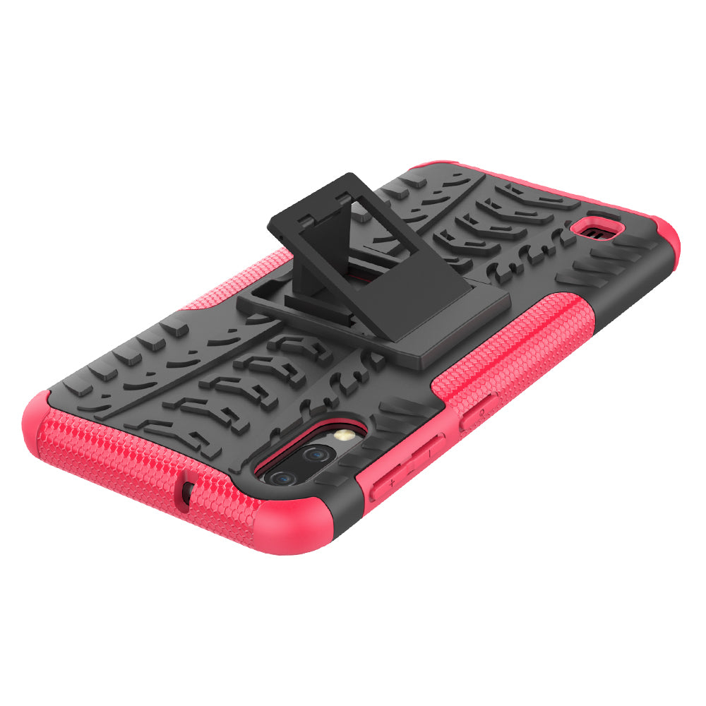 2-in-1 Tyre Pattern PC + TPU Hybrid Mobile Phone Case with Kickstand for Samsung Galaxy M10 / A10
