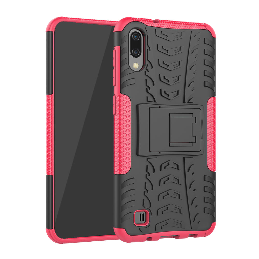 2-in-1 Tyre Pattern PC + TPU Hybrid Mobile Phone Case with Kickstand for Samsung Galaxy M10 / A10