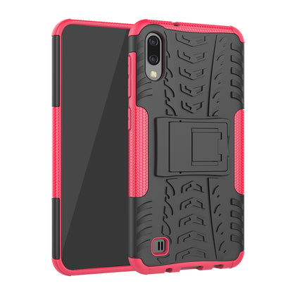 2-in-1 Tyre Pattern PC + TPU Hybrid Mobile Phone Case with Kickstand for Samsung Galaxy M10 / A10