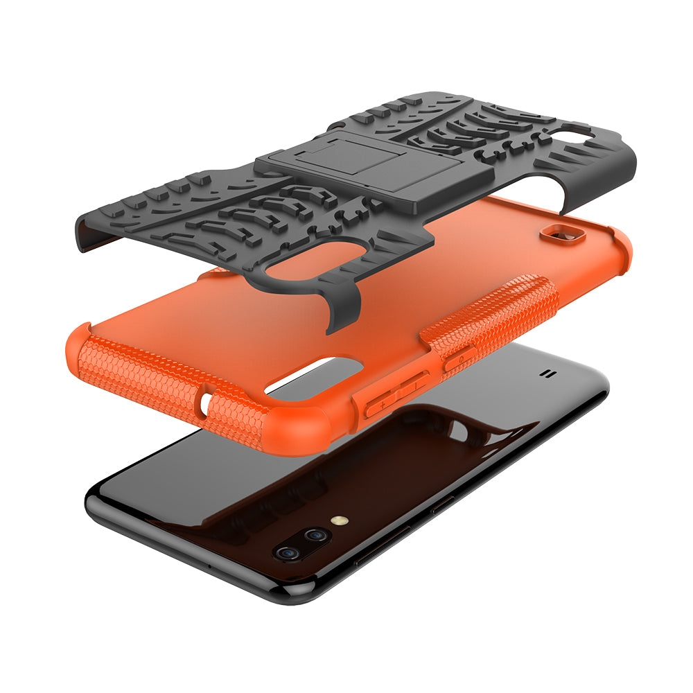 2-in-1 Tyre Pattern PC + TPU Hybrid Mobile Phone Case with Kickstand for Samsung Galaxy M10 / A10
